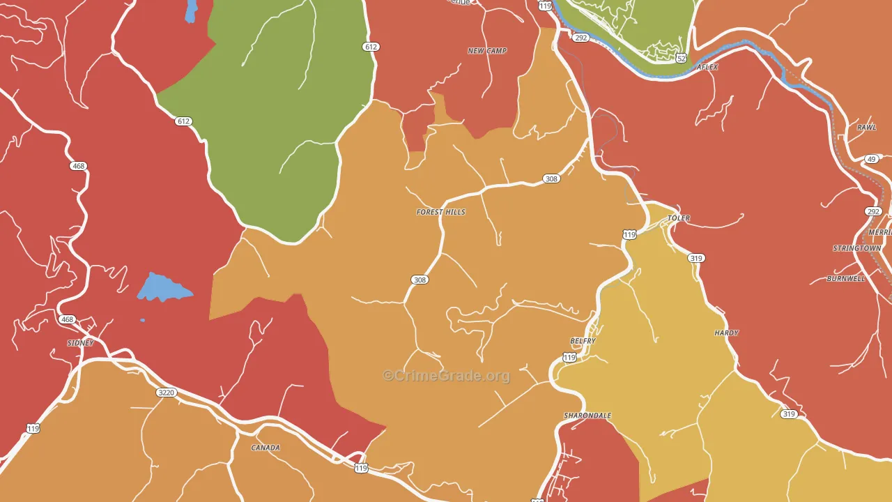 Forest Hills, KY Map of Arson Rates