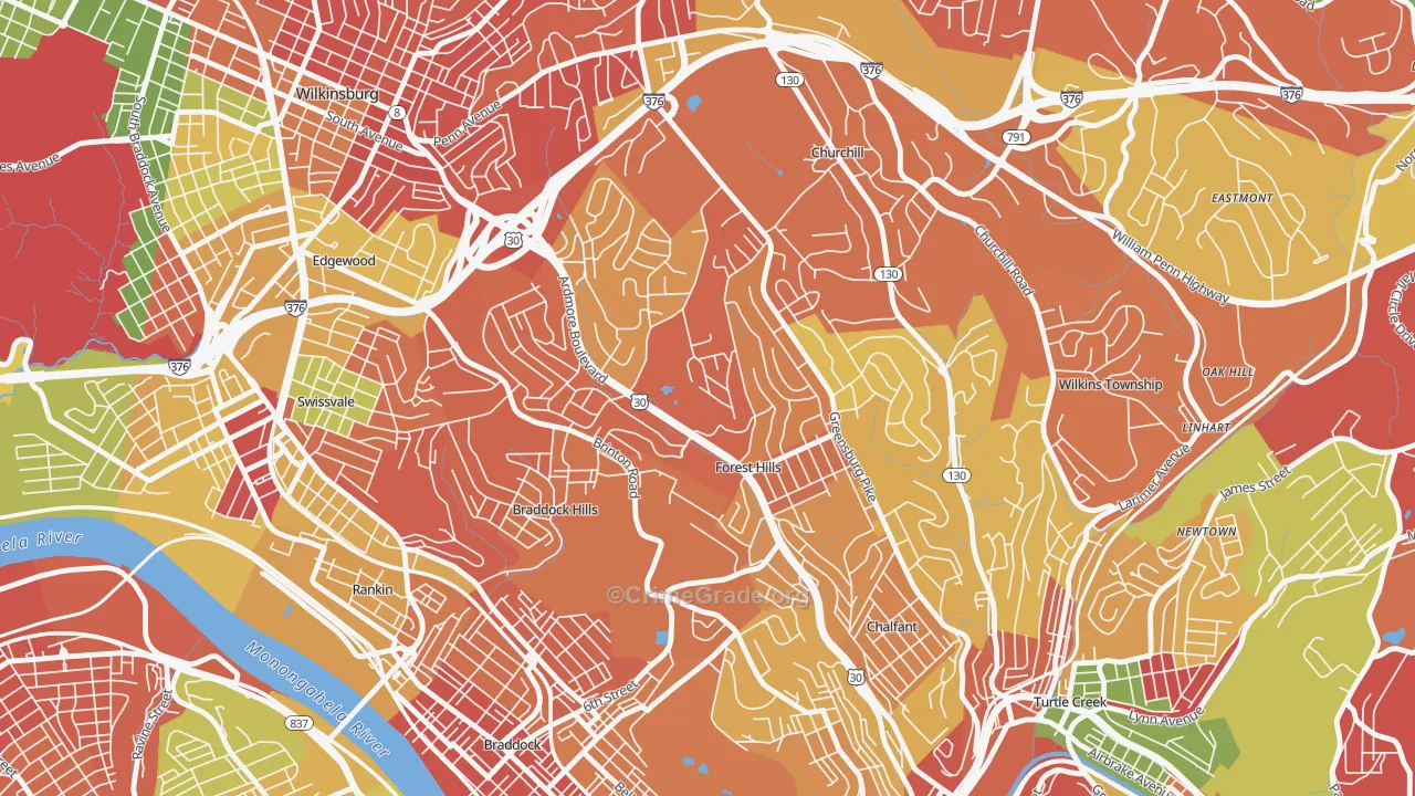 Forest Hills, PA Map of Arson Rates