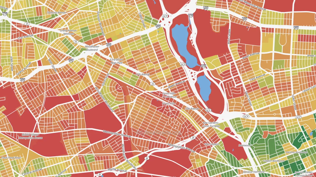 Forest Hills, Queens, NY Map of Arson Rates