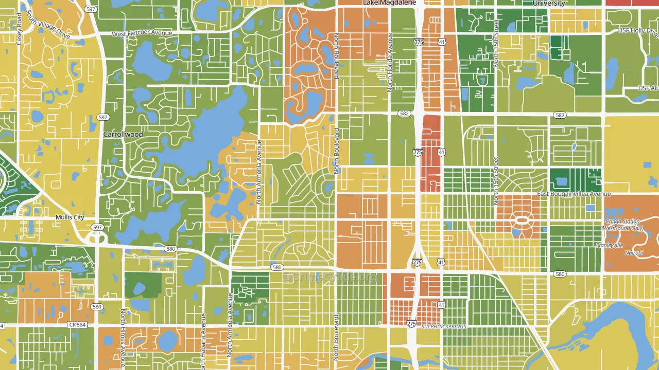 Forest Hills, Tampa, FL Map of Arson Rates