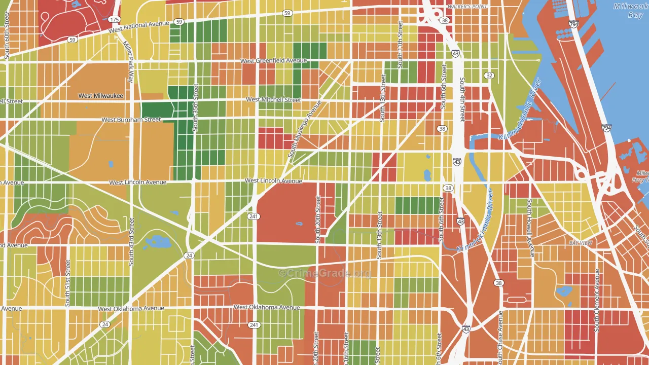 Forest Home Hills, Milwaukee, WI Map of Arson Rates