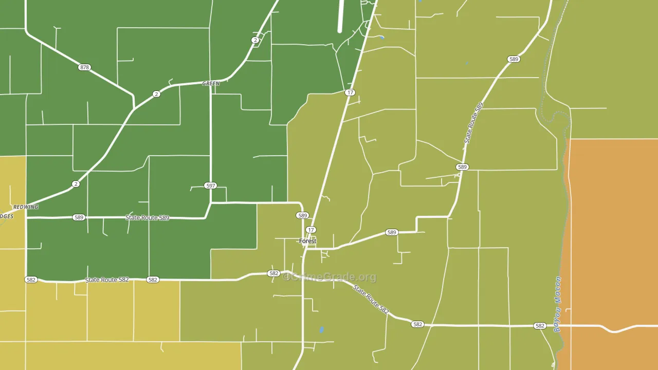 Forest, LA Map of Arson Rates