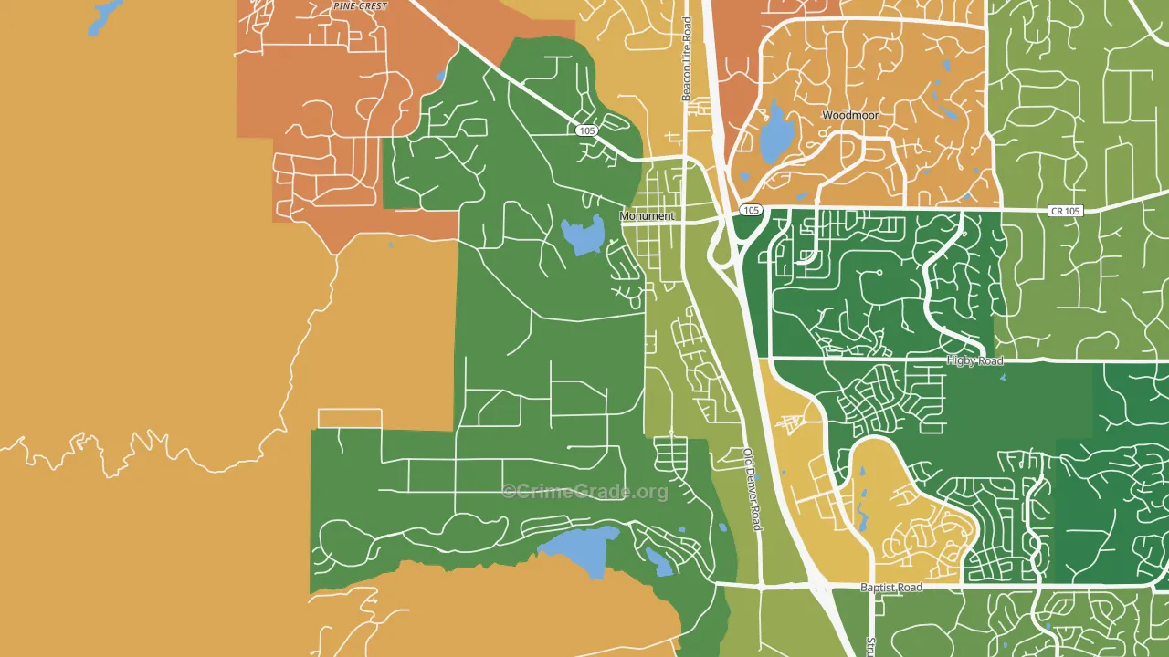 Forest Lakes, Monument, CO Map of Arson Rates