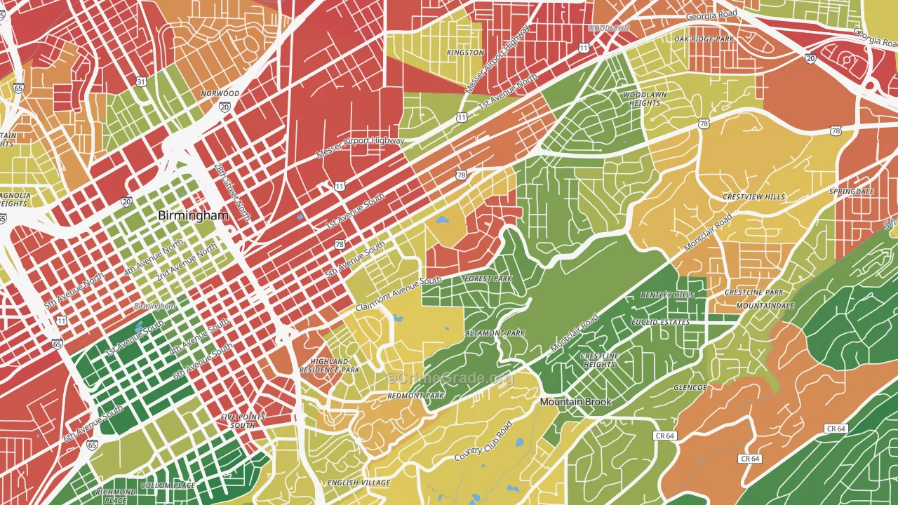 Forest Park, Birmingham, AL Map of Arson Rates