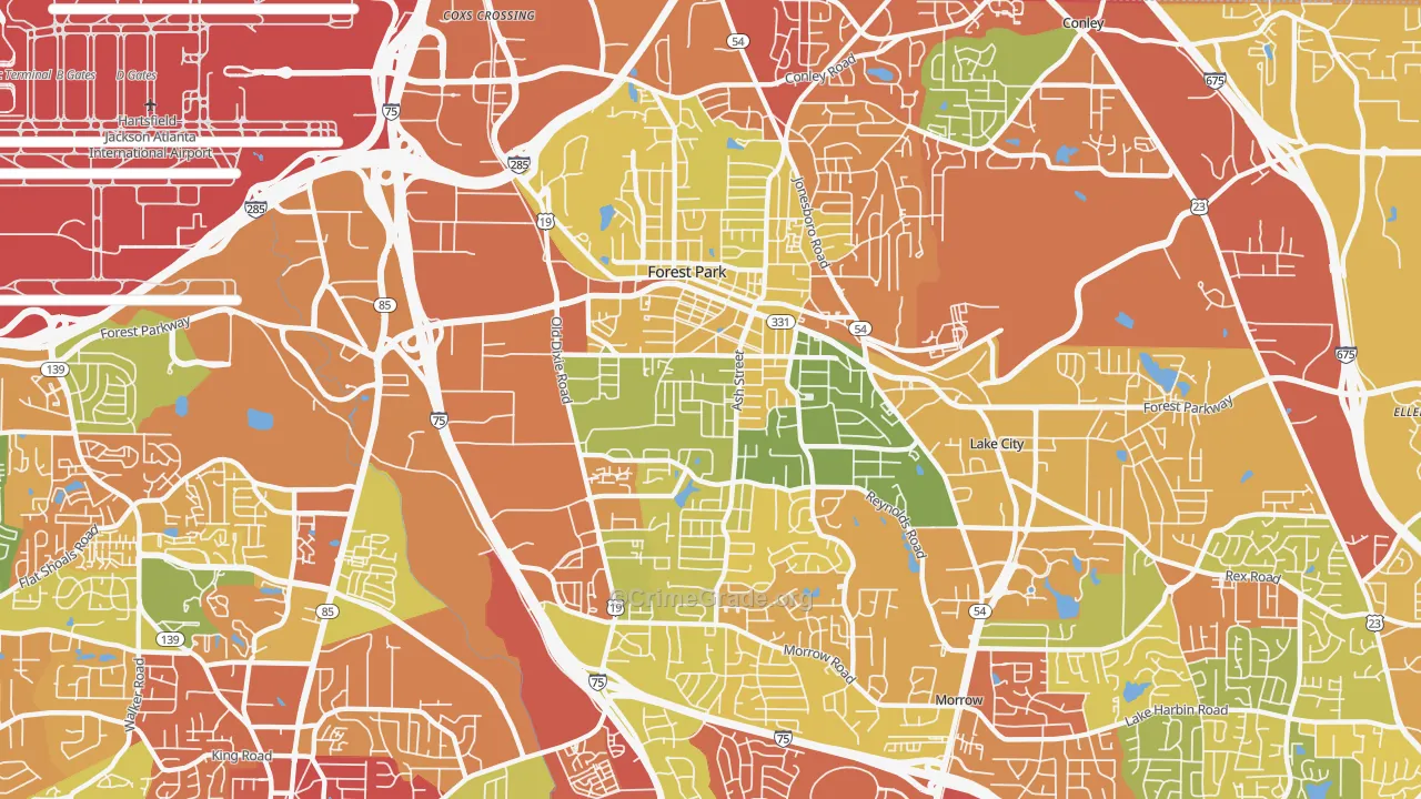 Forest Park, GA Map of Arson Rates