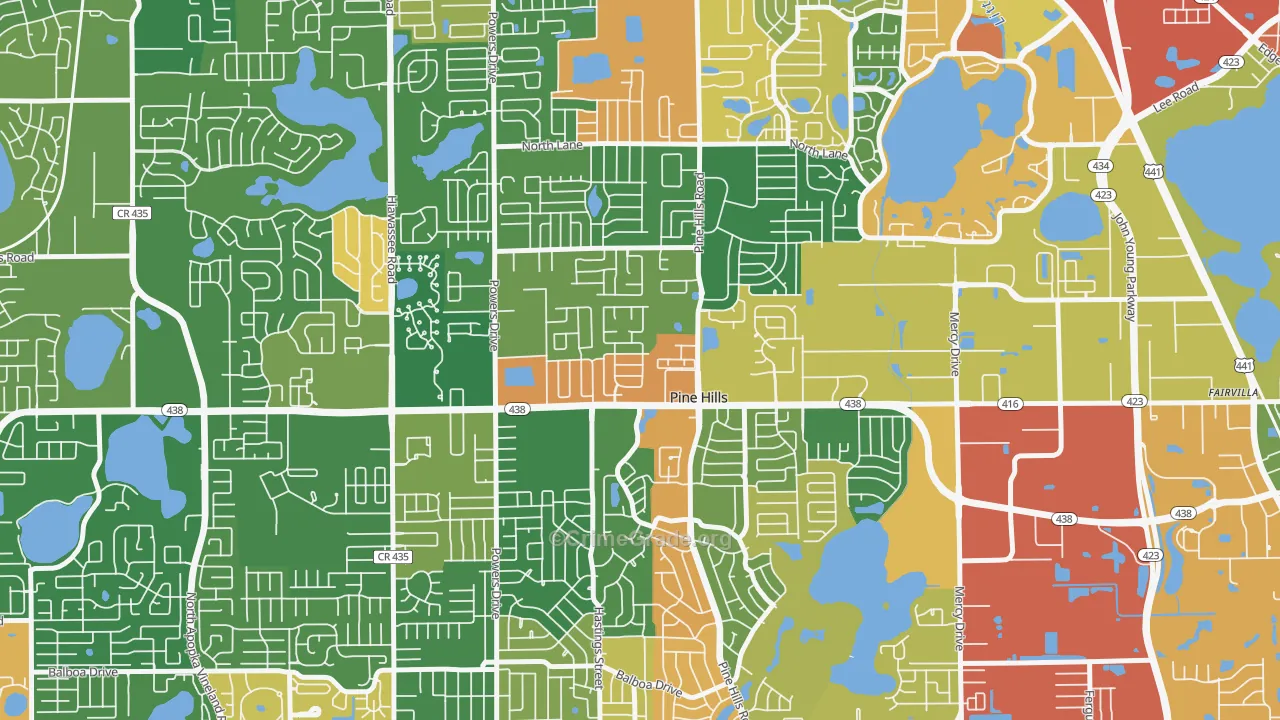 Forest Park, Pine Hills, FL Map of Arson Rates