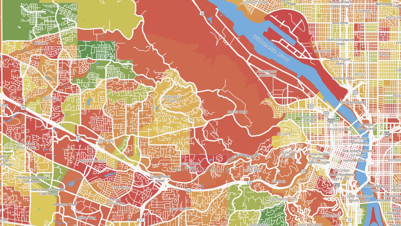 Forest Park, Portland, OR Map of Arson Rates