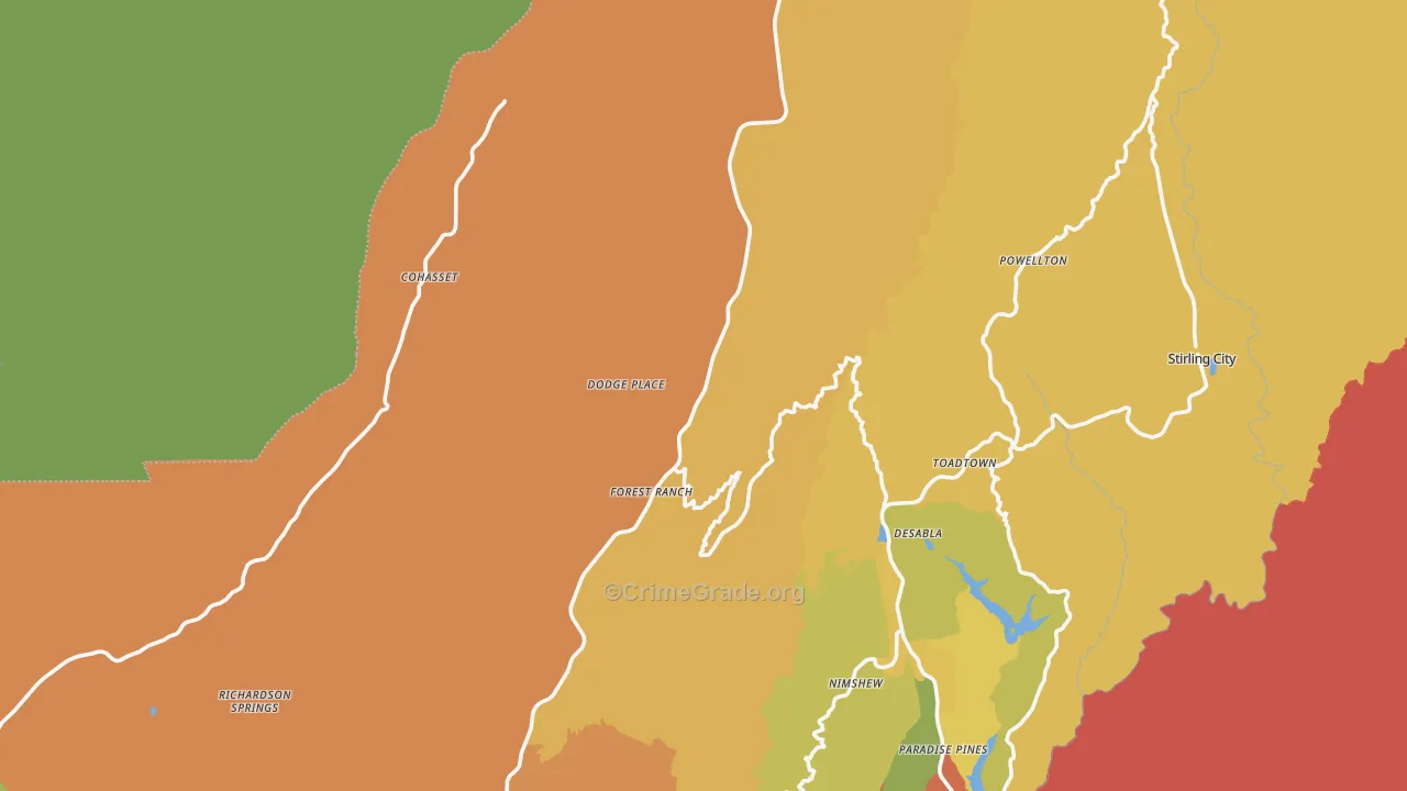 Forest Ranch, CA Map of Arson Rates