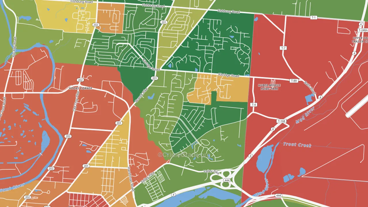 Forest Ridge-Quail Hollow, Dayton, OH Map of Arson Rates