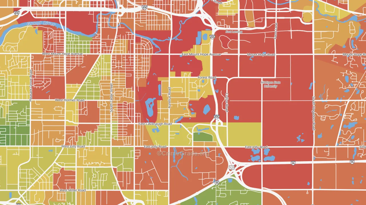 Forest View, Lansing, MI Map of Arson Rates