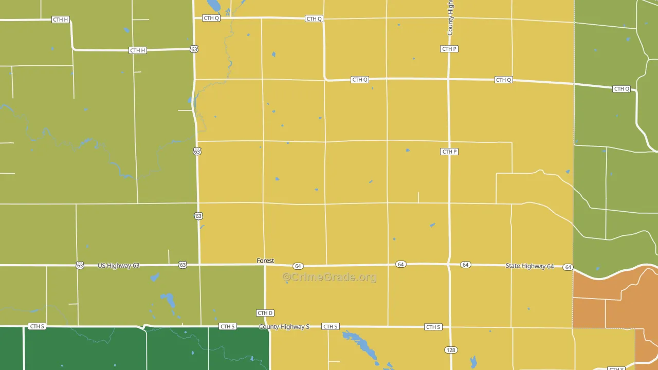Forest, WI Map of Arson Rates
