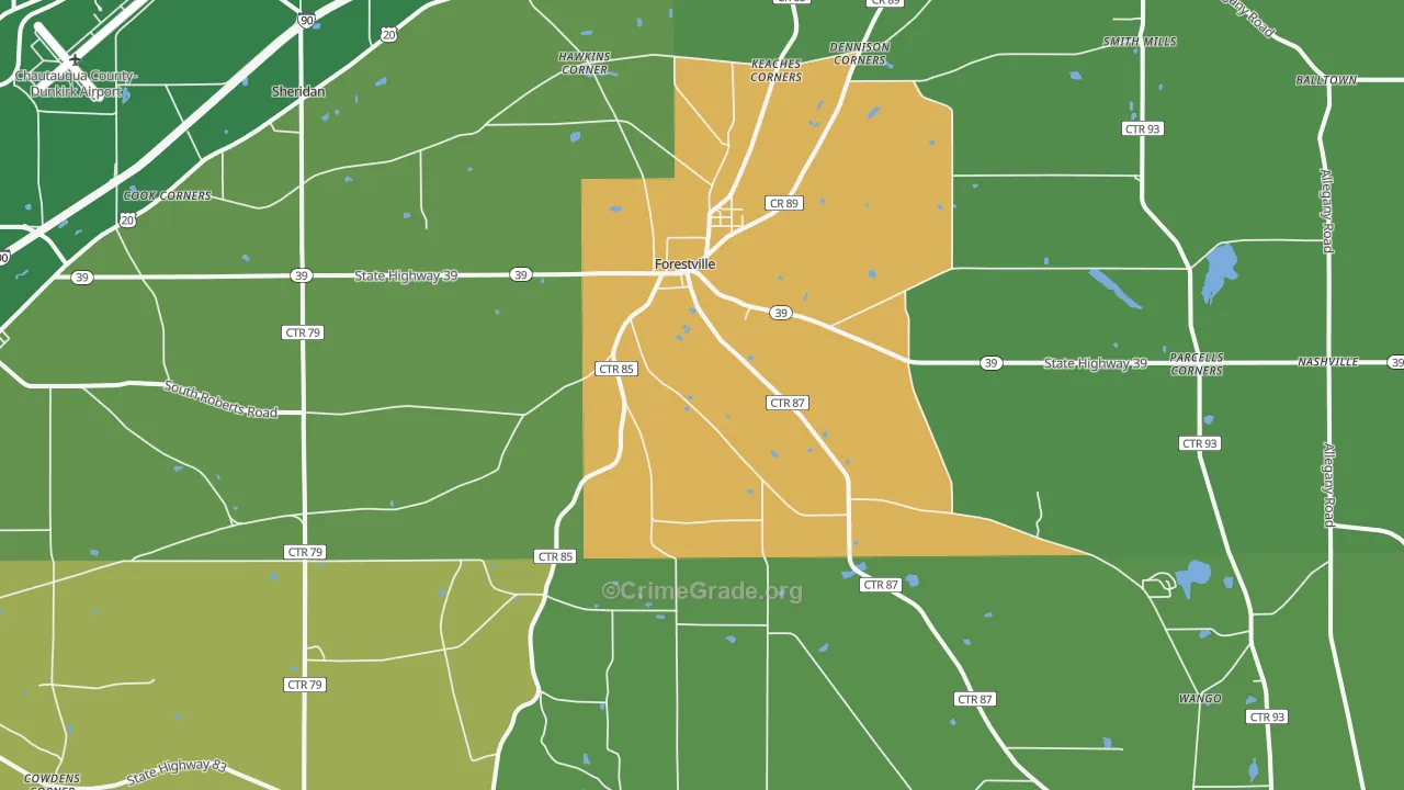 Forestville, NY Map of Arson Rates