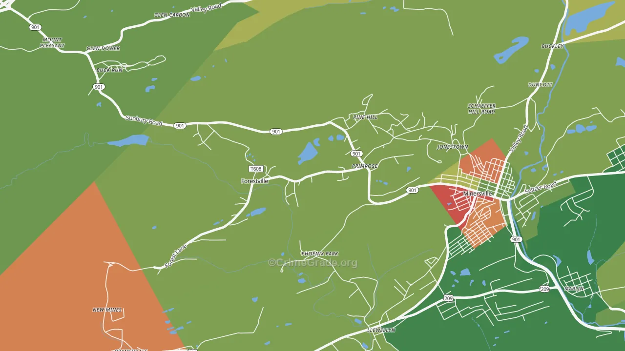 Forestville, PA Map of Arson Rates
