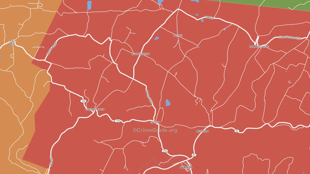 Forksville, PA Map of Arson Rates