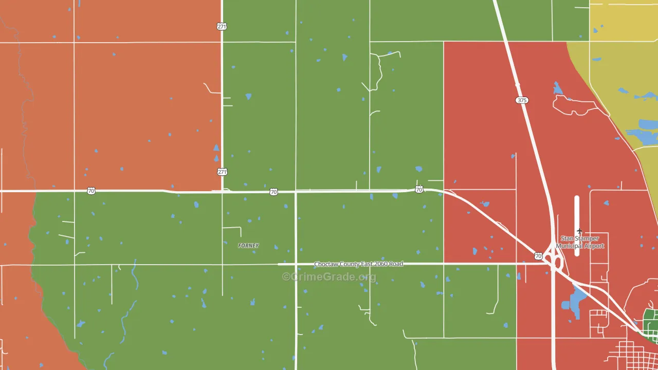 Forney, OK Map of Arson Rates
