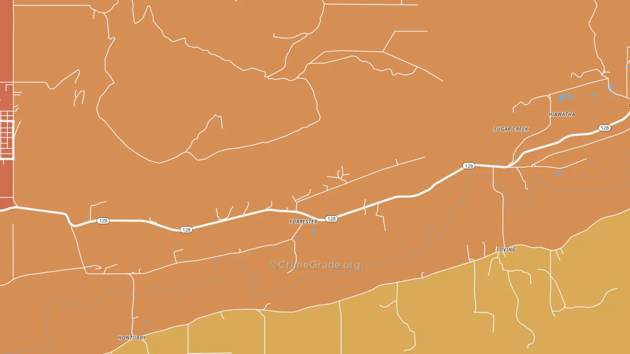 Forrester, OK Map of Arson Rates