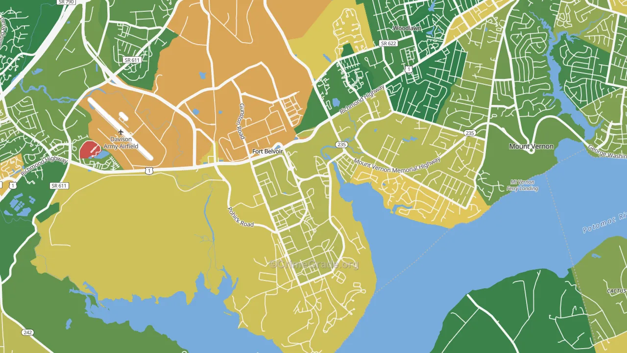 Fort Belvoir, VA Map of Arson Rates