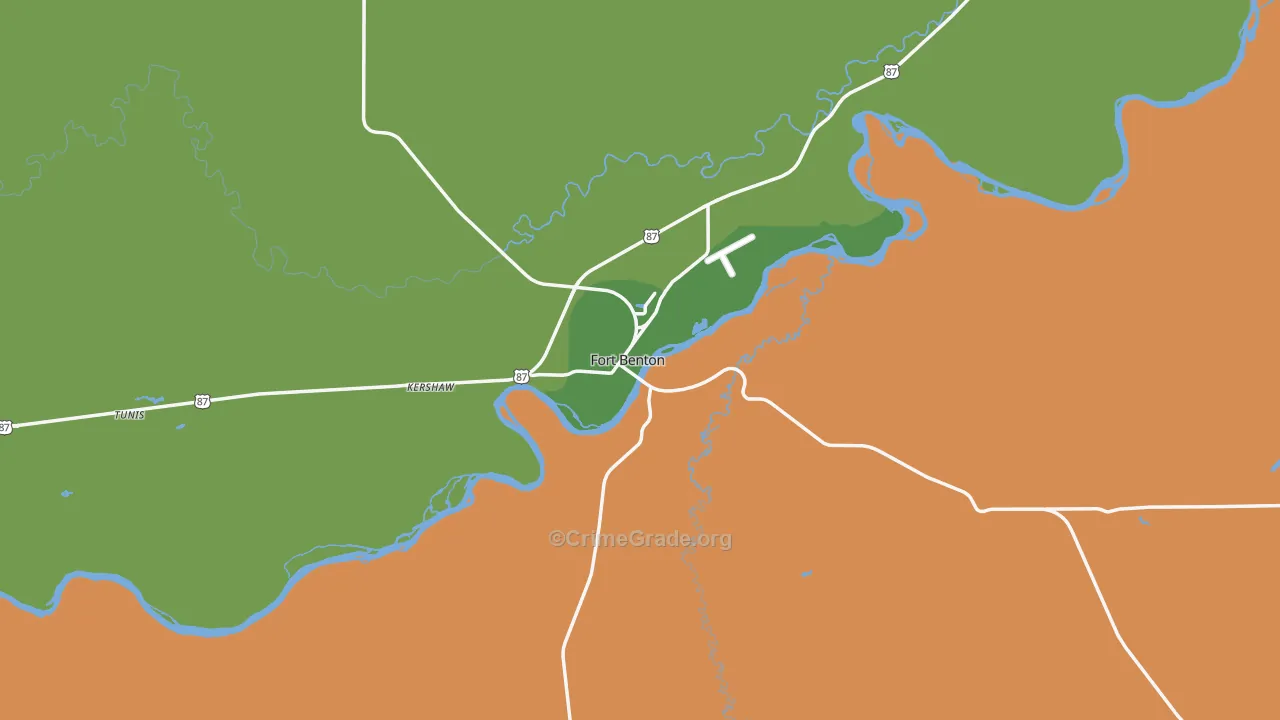 Fort Benton, MT Map of Arson Rates