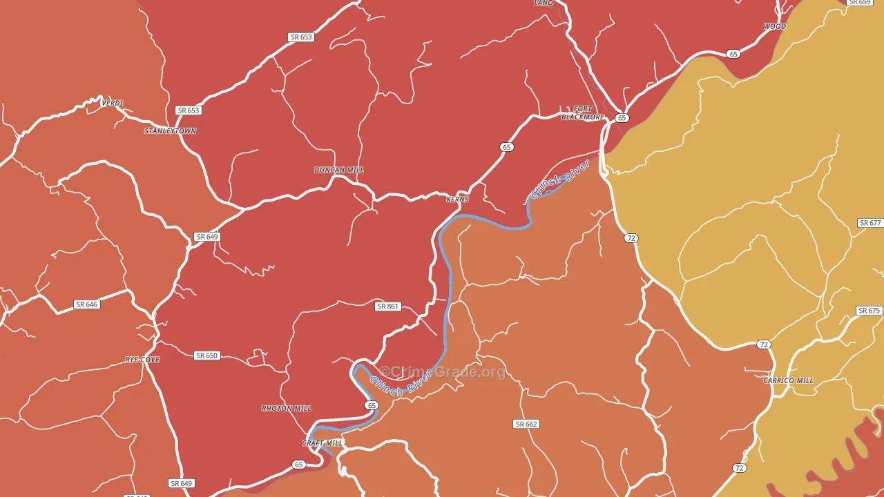 Fort Blackmore, VA Map of Arson Rates