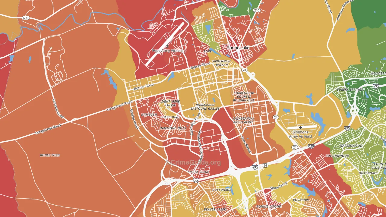 Fort Bragg, NC Map of Arson Rates