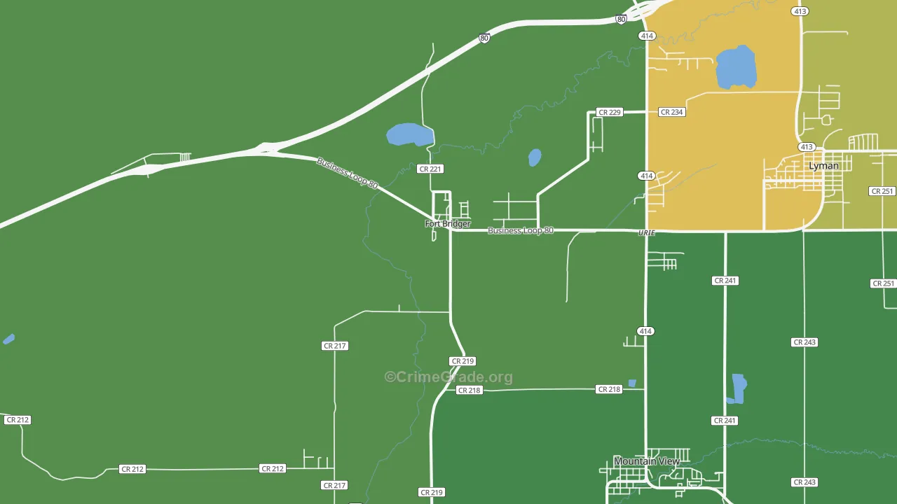 Fort Bridger, WY Map of Arson Rates