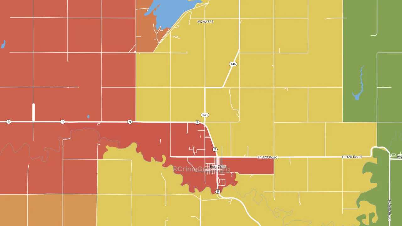 Fort Cobb, OK Map of Arson Rates