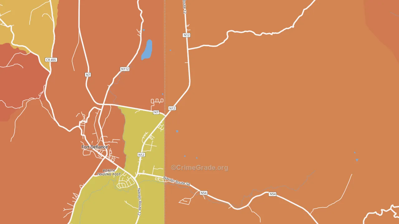 Fort Defiance, NM Map of Arson Rates