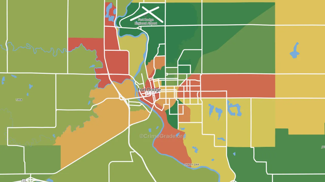 Fort Dodge, IA Map of Arson Rates