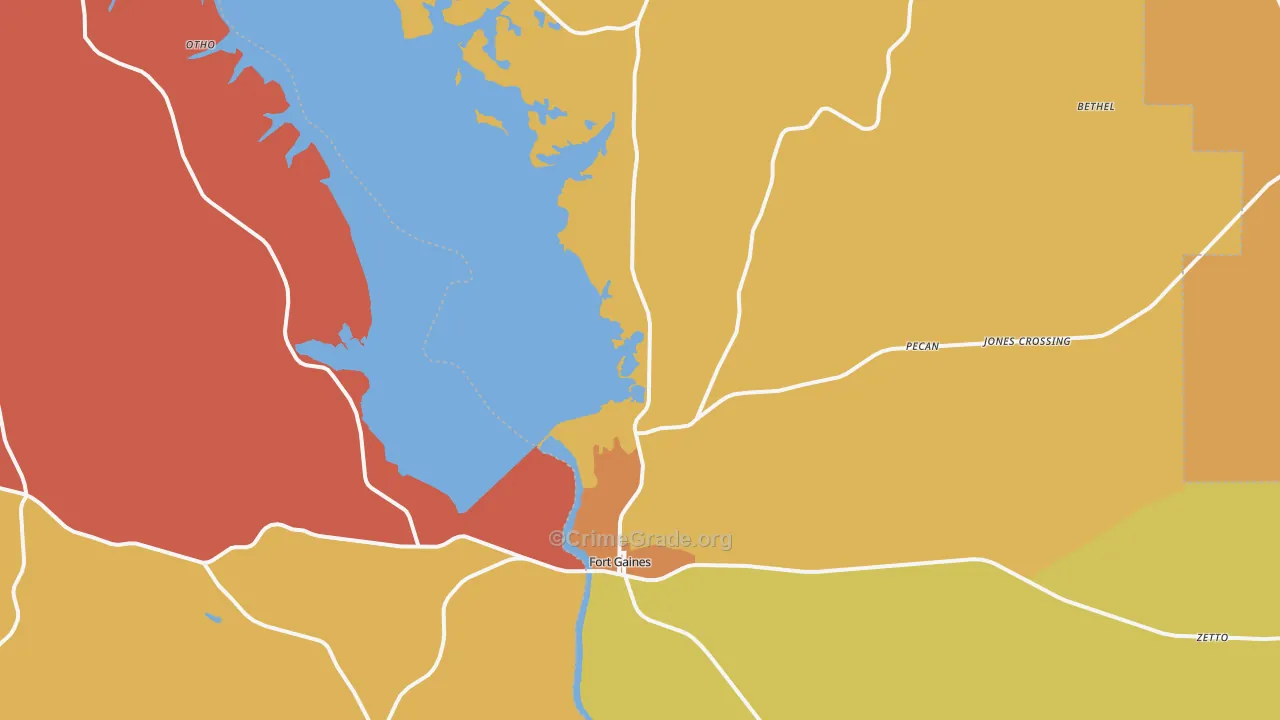 Fort Gaines, GA Map of Arson Rates