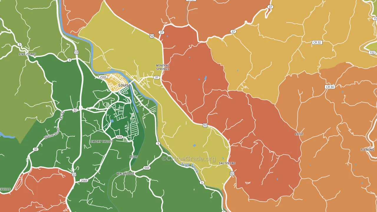 Fort Gay, WV Map of Arson Rates