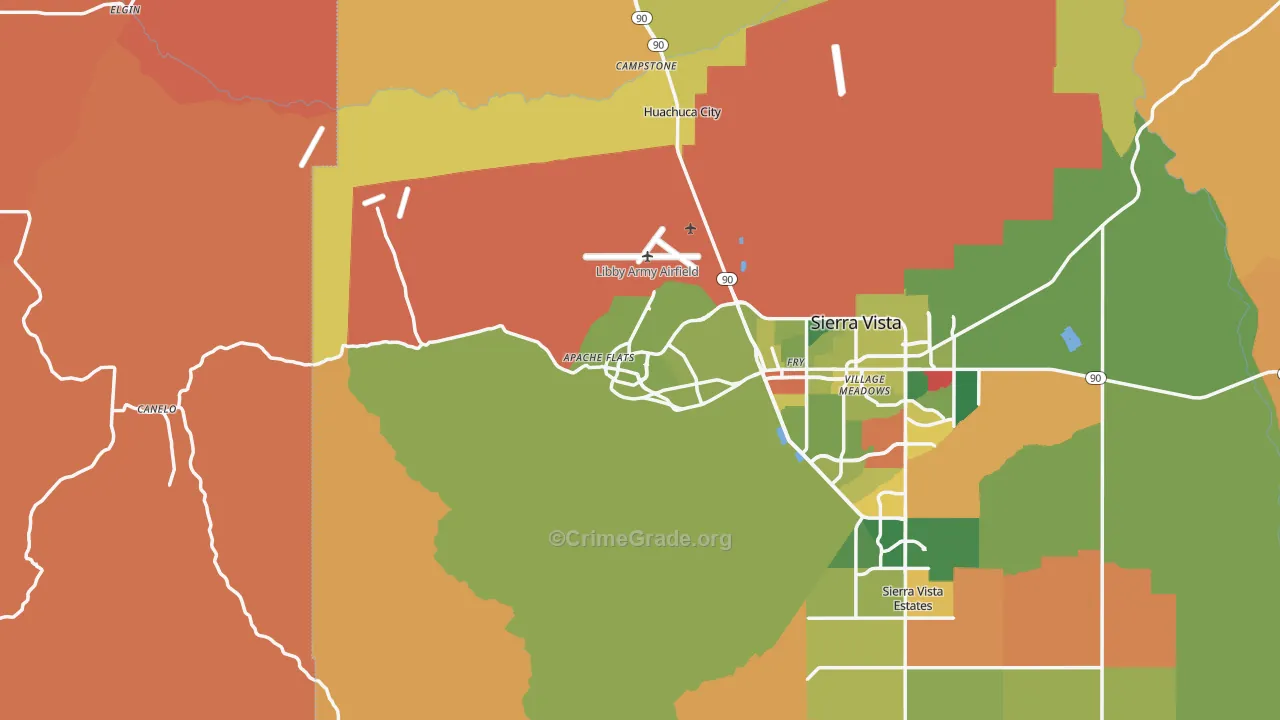 Fort Huachuca, AZ Map of Arson Rates