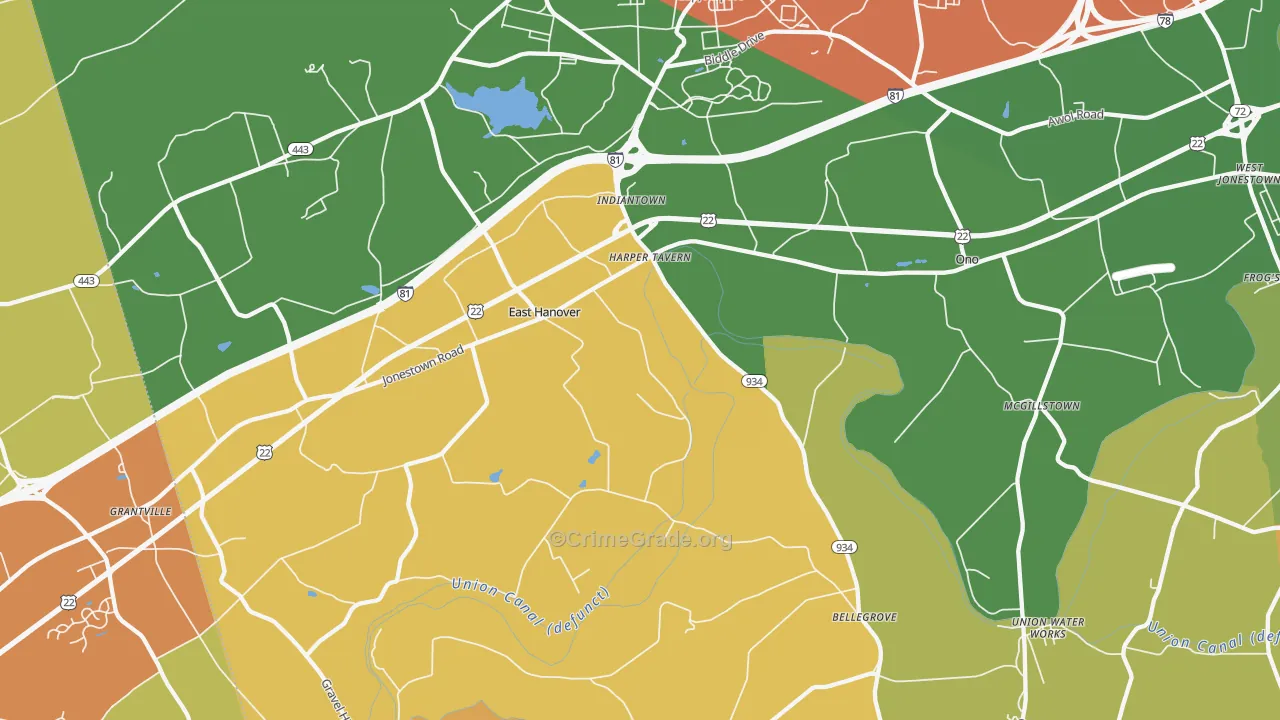 Fort Indiantown Gap, PA Map of Arson Rates