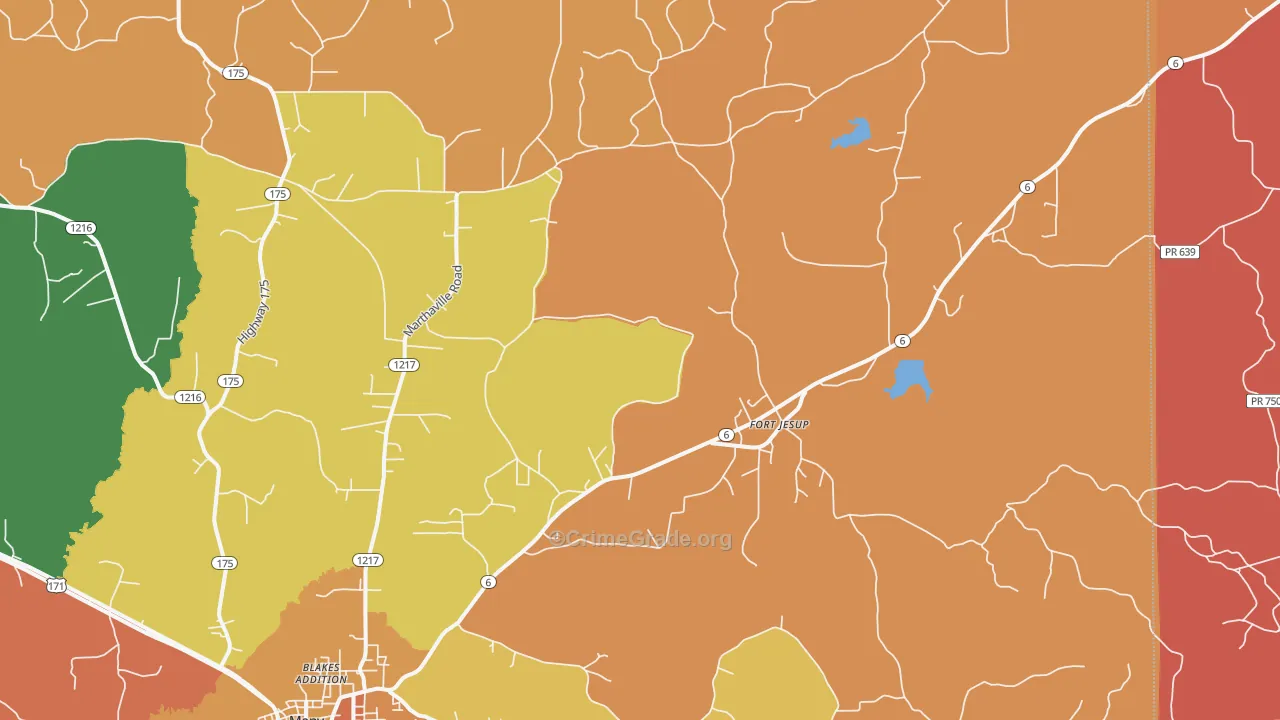 Fort Jesup, LA Map of Arson Rates
