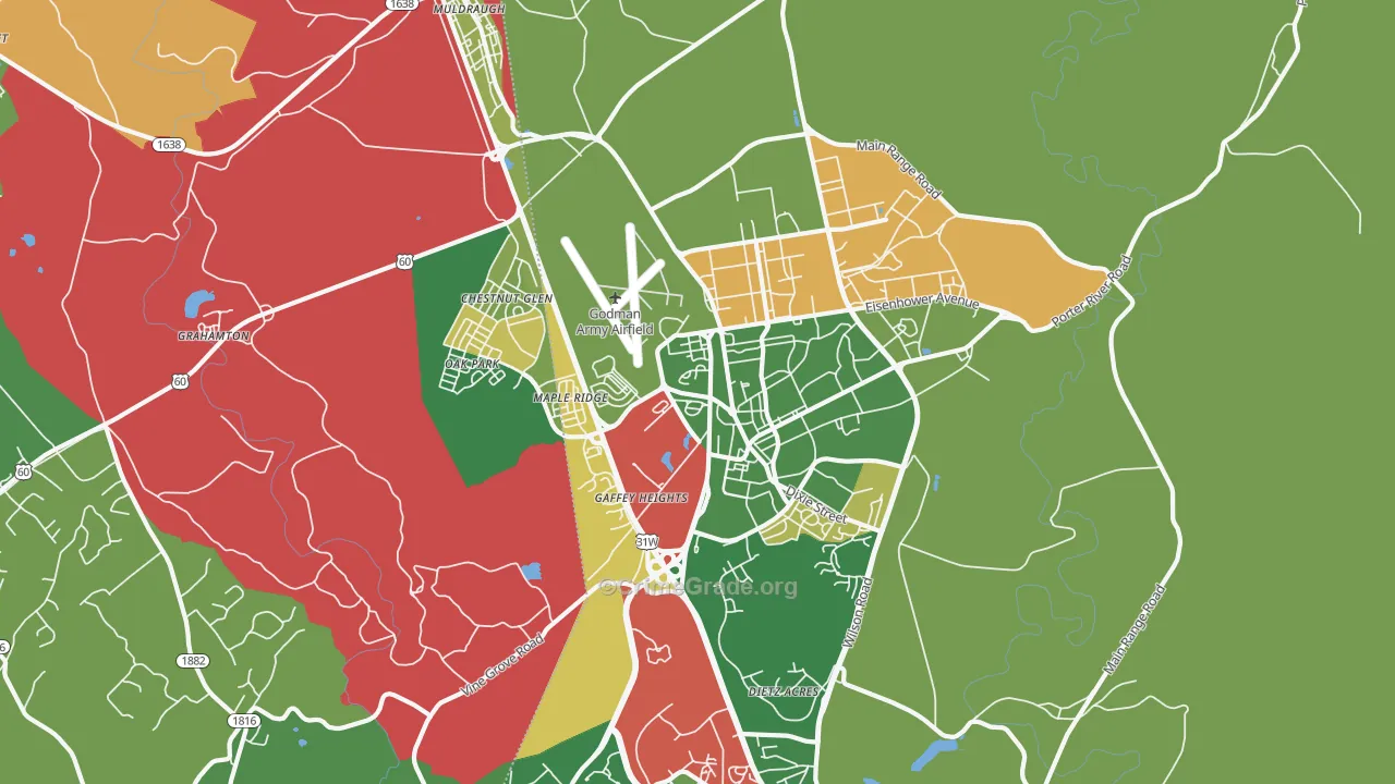 Fort Knox, KY Map of Arson Rates