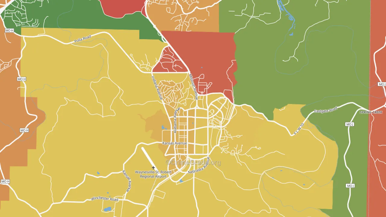 Fort Leonard Wood, MO Map of Arson Rates