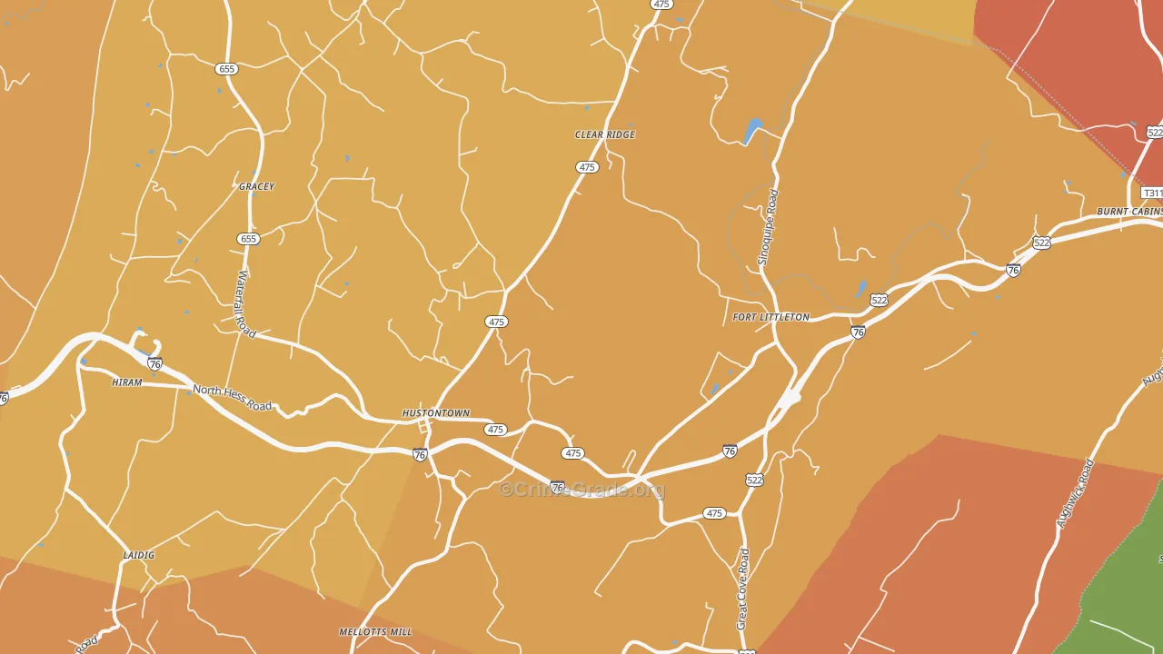 Fort Littleton, PA Map of Arson Rates