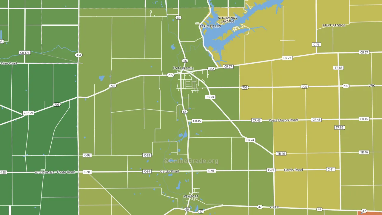 Fort Loramie, OH Map of Arson Rates