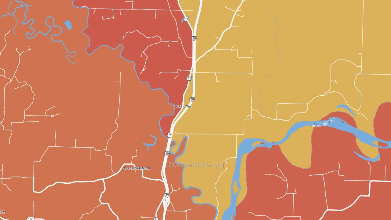 Fort Lynn, AR Map of Arson Rates