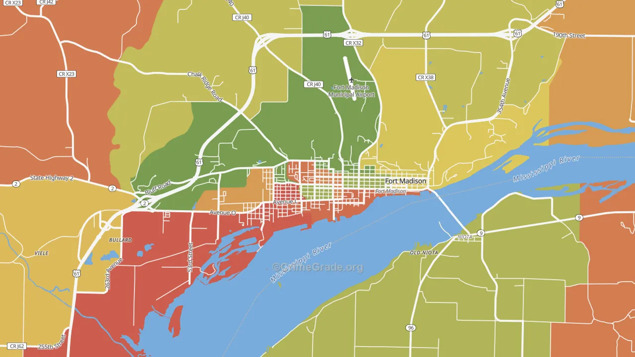 Fort Madison, IA Map of Arson Rates