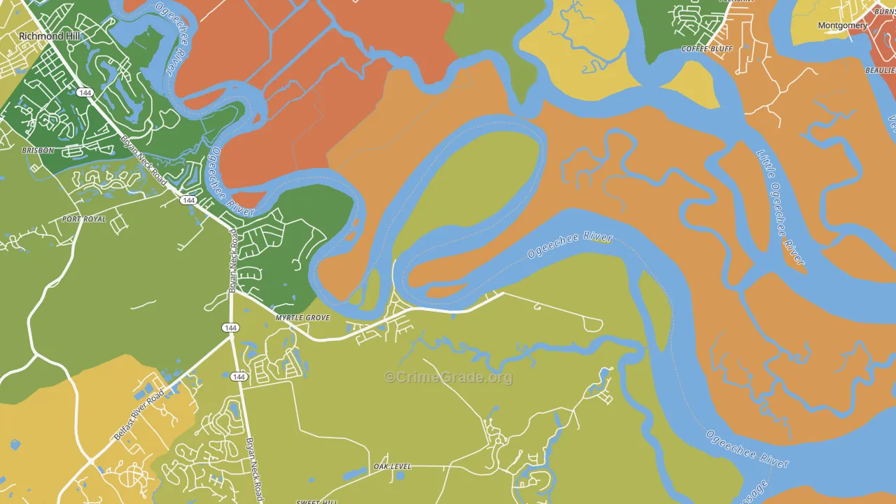 Fort McAllister, GA Map of Arson Rates