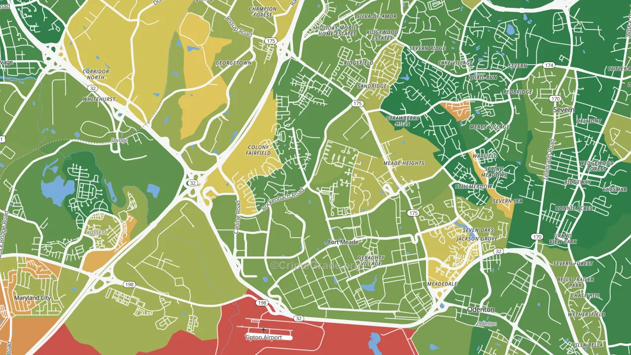 Fort Meade, MD Map of Arson Rates