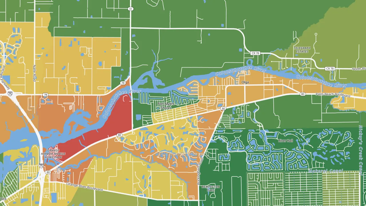 Fort Myers Shores, FL Map of Arson Rates