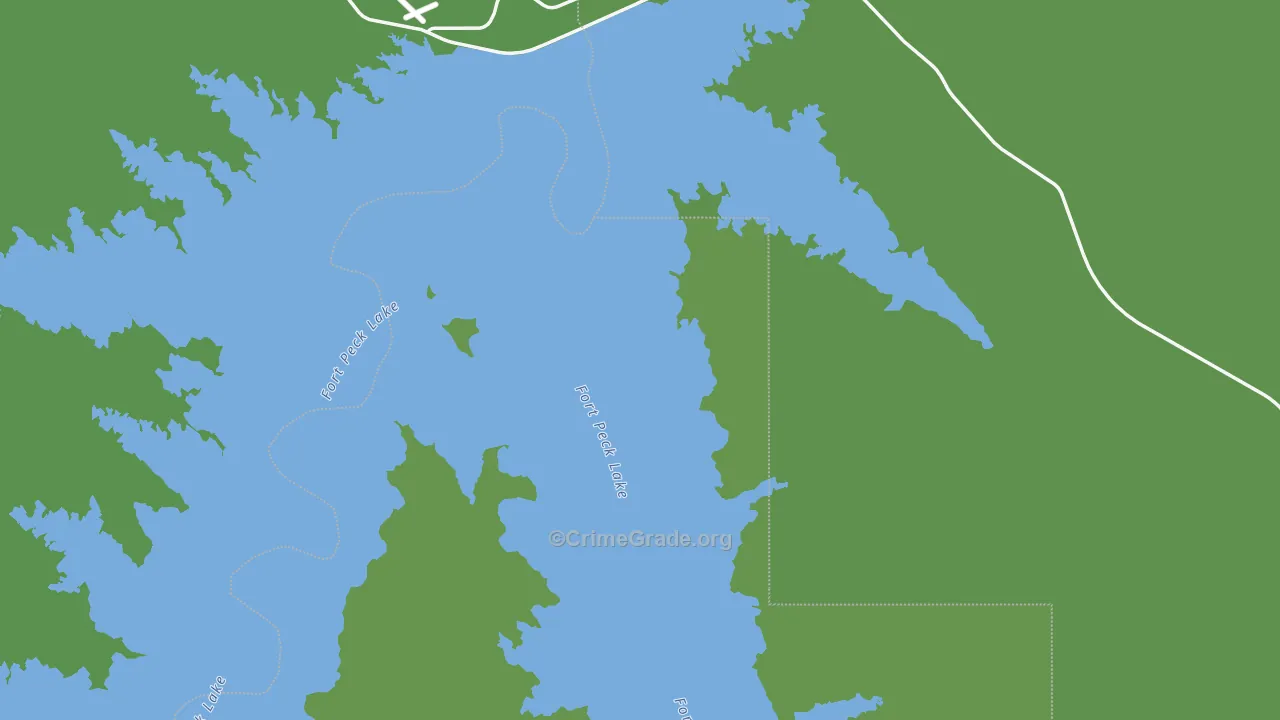 Fort Peck, MT Map of Arson Rates