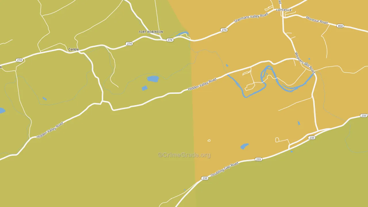 Fort Robertson, PA Map of Arson Rates