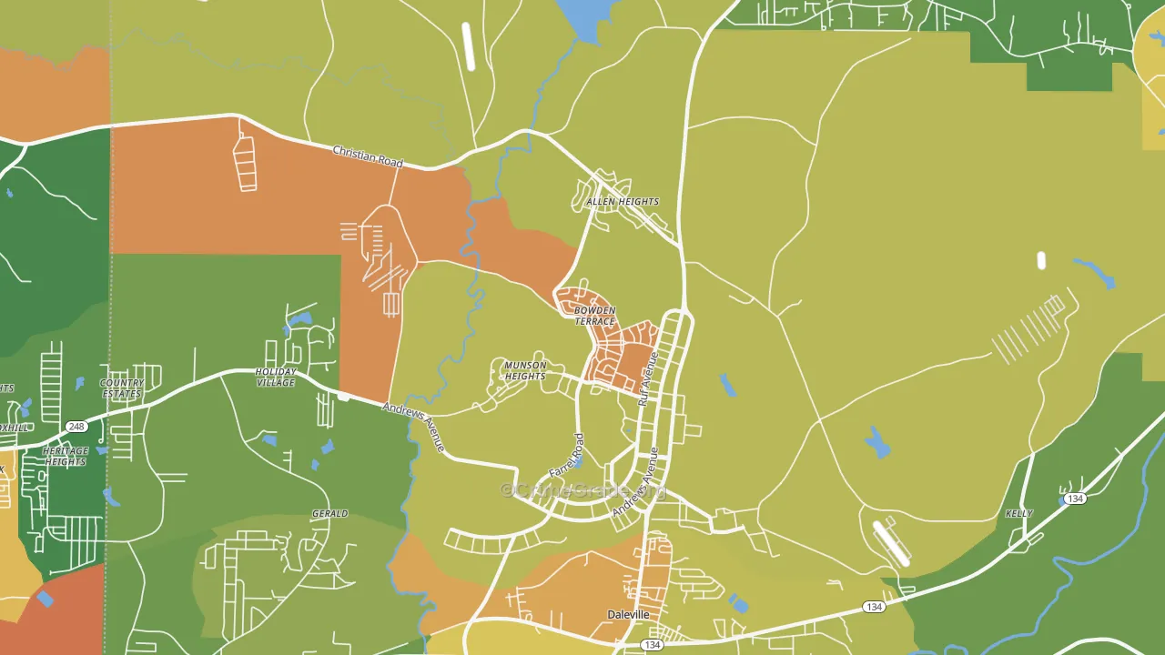 Fort Rucker, AL Map of Arson Rates