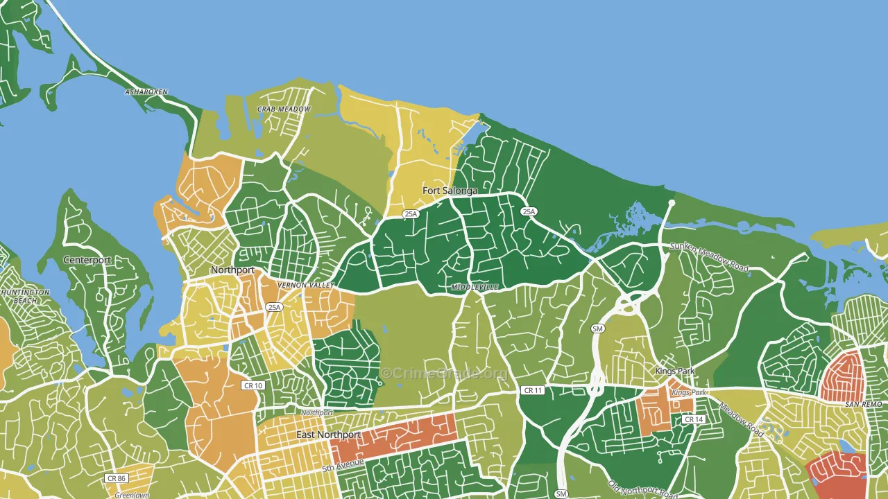 Fort Salonga, NY Map of Arson Rates