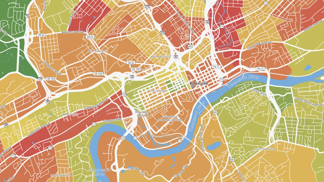 Fort Sanders, Knoxville, TN Map of Arson Rates
