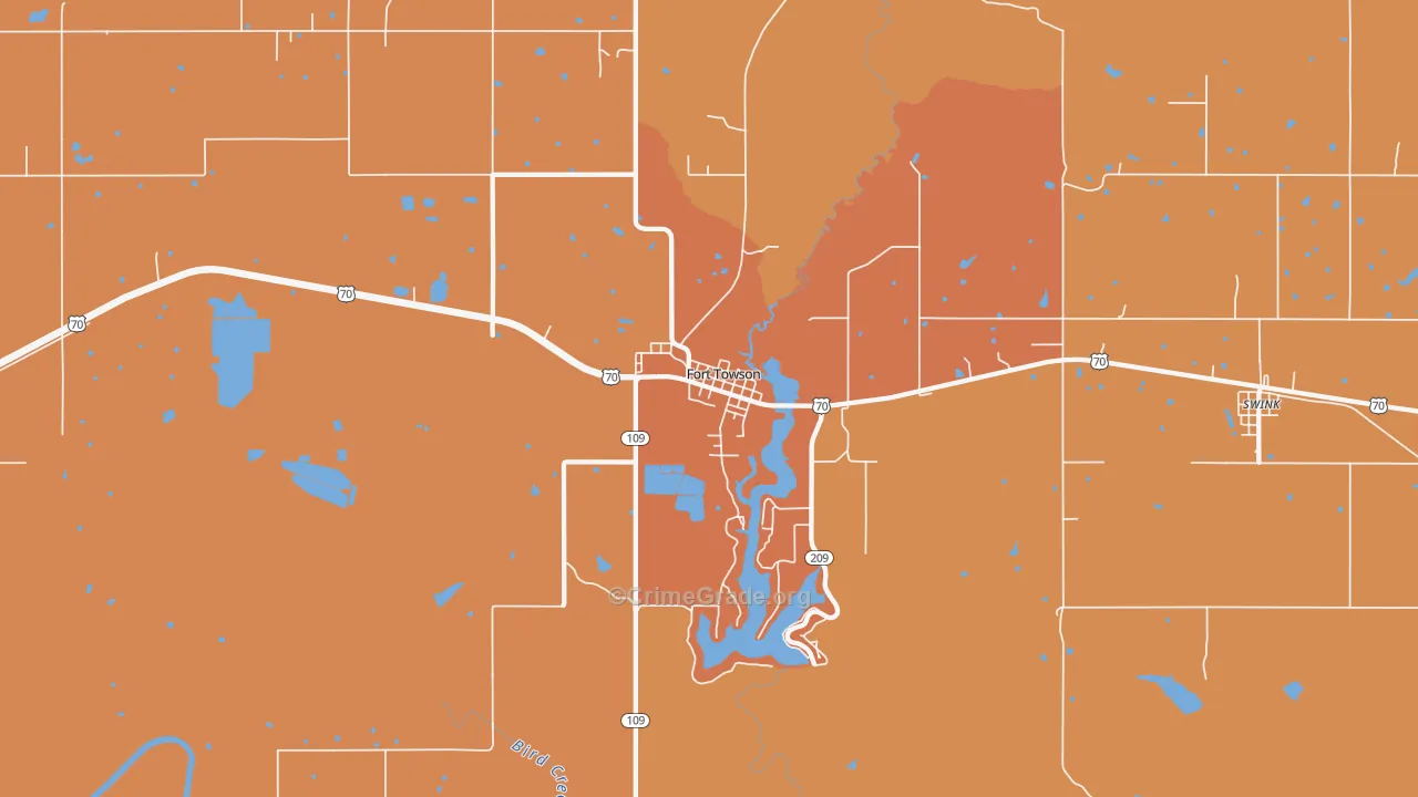 Fort Towson, OK Map of Arson Rates