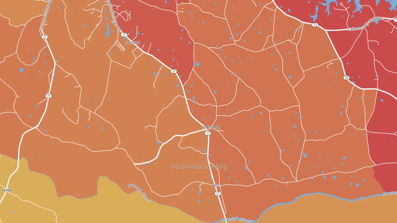 Fortsonia, GA Map of Arson Rates