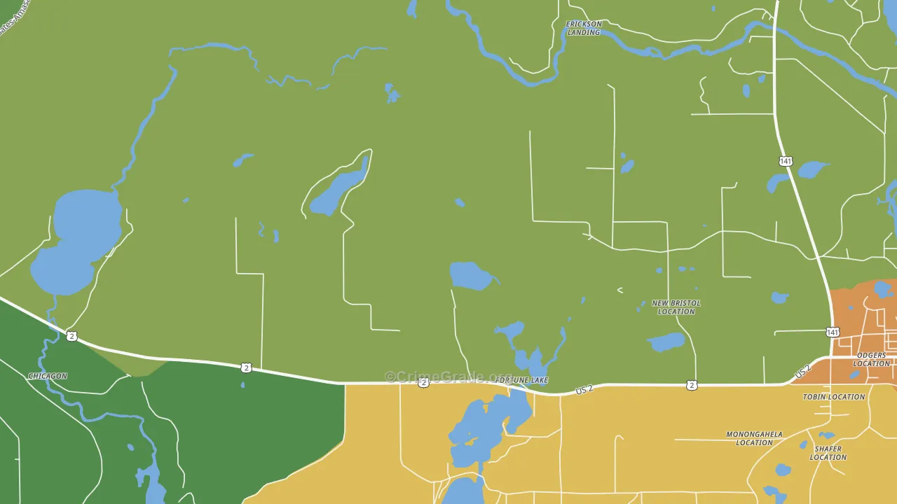 Fortune Lake, MI Map of Arson Rates